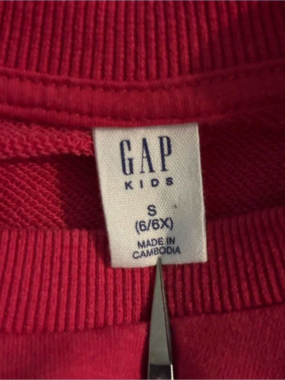 Gap 1969 Girls Dark Pink Floral Fabric Logo Long Sleeve Crewneck‎ Sz Sm 6/6X
